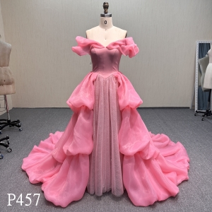 P457 Vibrant Pink Prom Dress for Special Occasions.